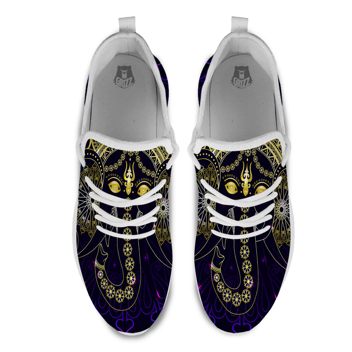 Spiritual Elephant Indian Tribal Print White Athletic Shoes-grizzshop