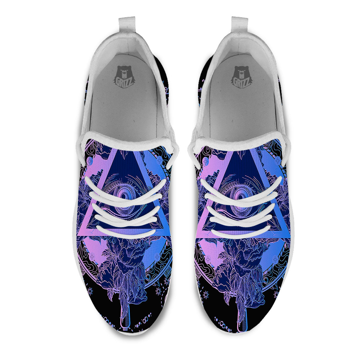 Spiritual Eye Of Providence Print White Athletic Shoes-grizzshop