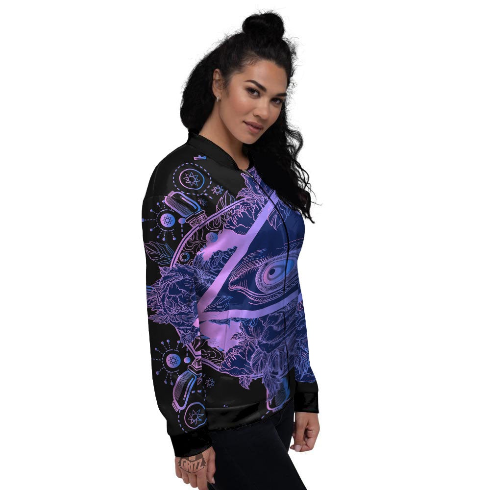 Spiritual Eye Of Providence Print Women's Bomber Jacket-grizzshop