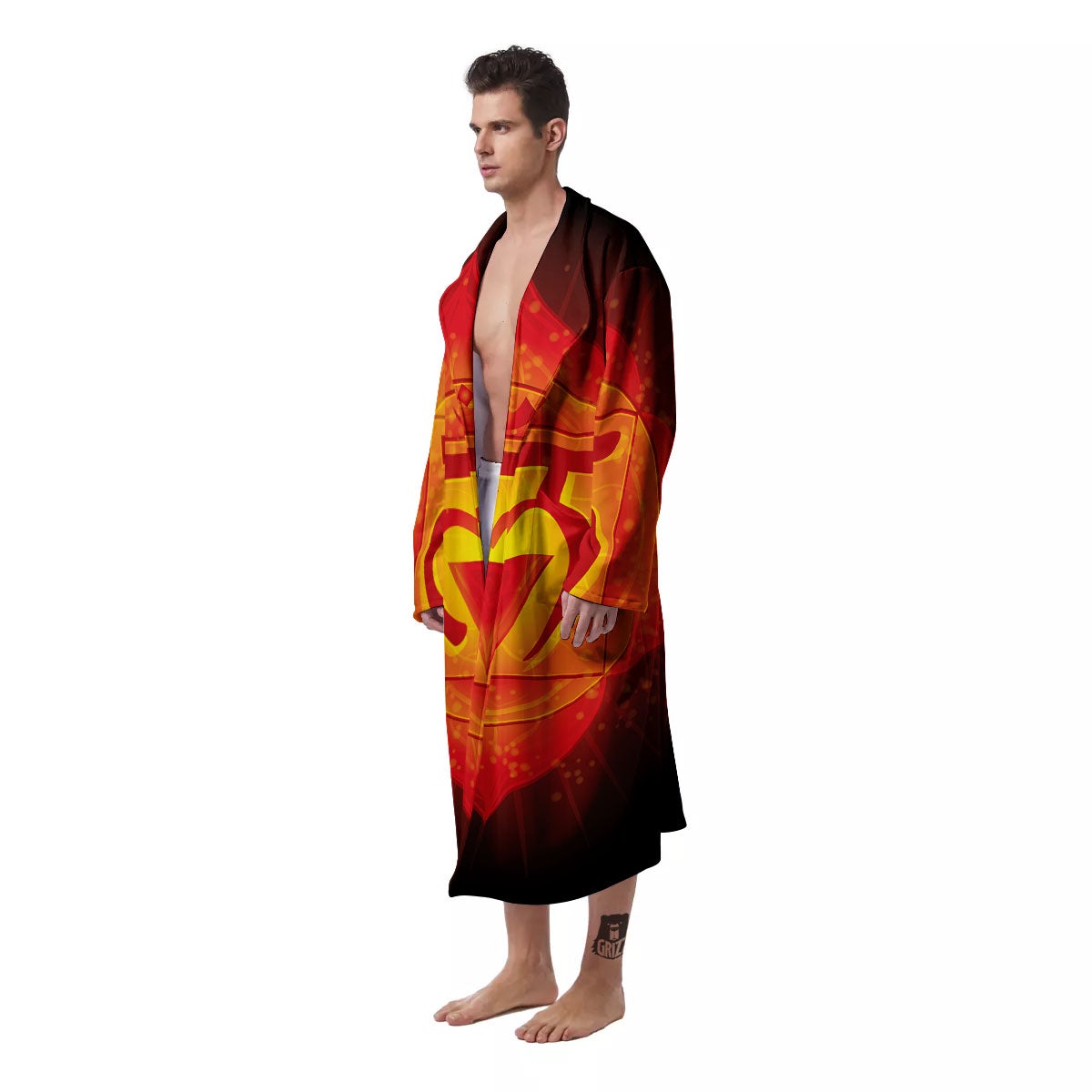 Spiritual Muladhara Chakra Print Men's Robe-grizzshop