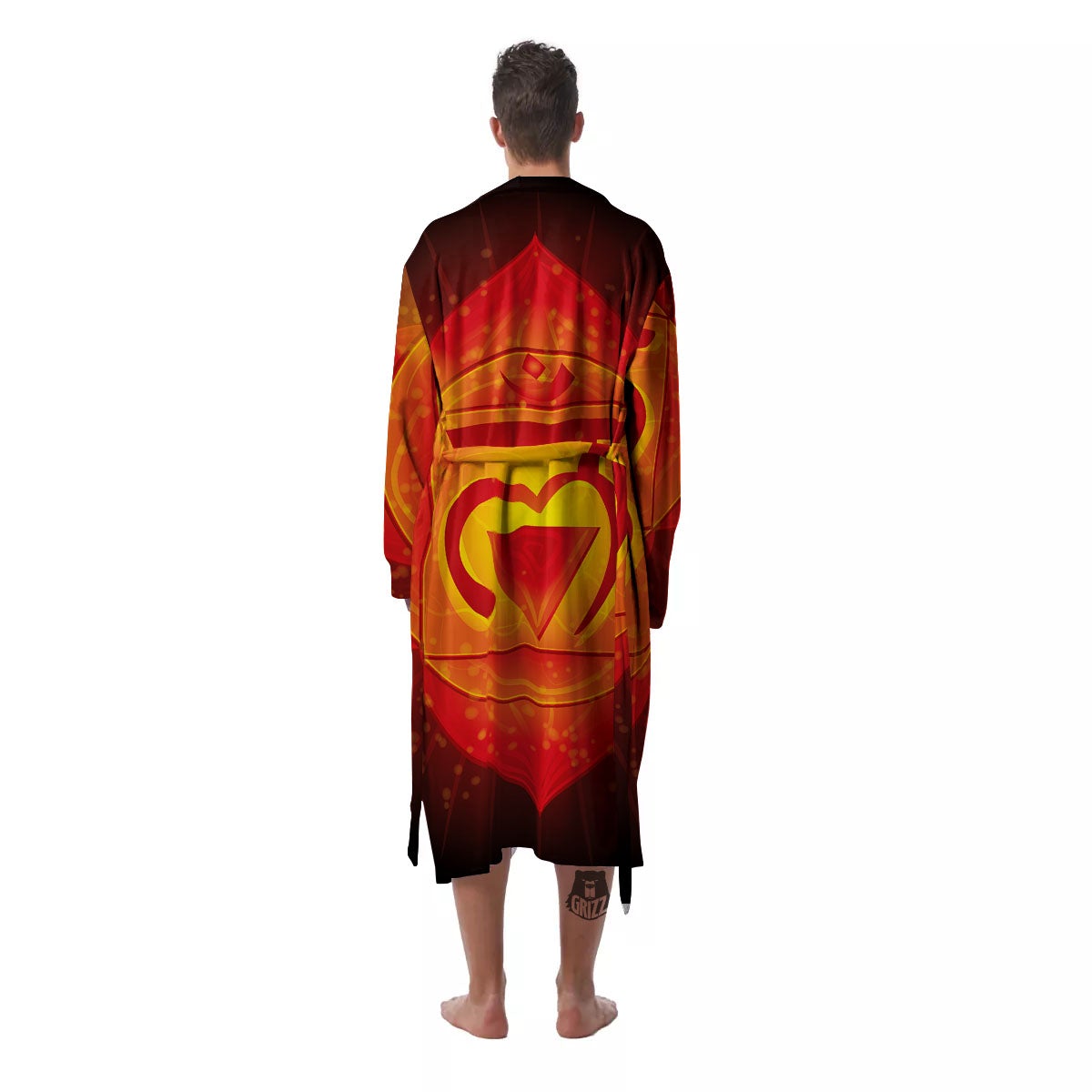 Spiritual Muladhara Chakra Print Men's Robe-grizzshop