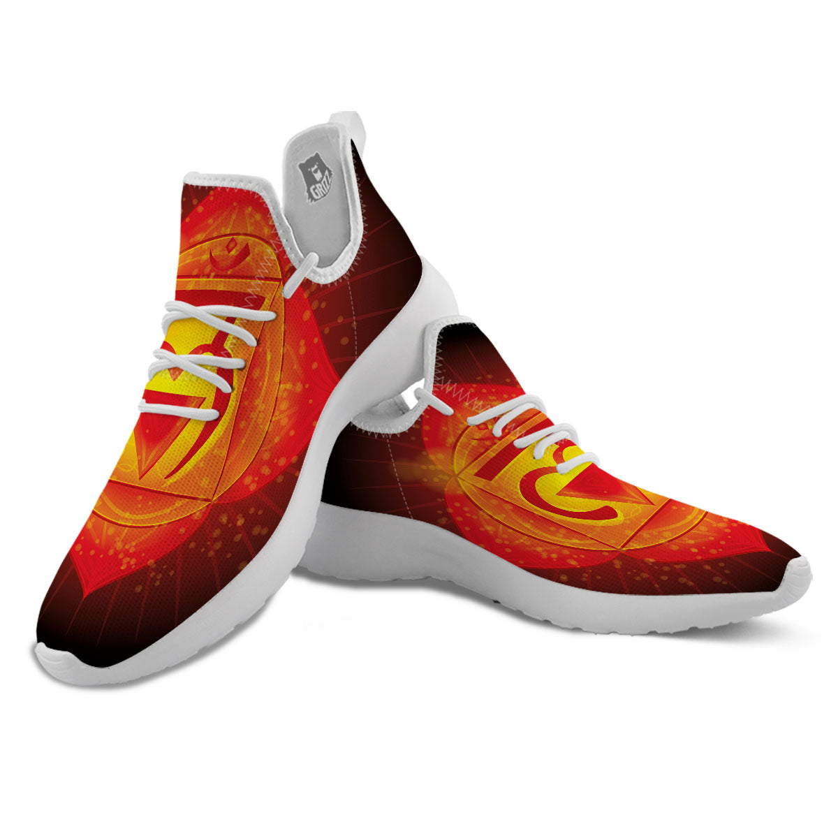 Spiritual Muladhara Chakra Print White Athletic Shoes-grizzshop