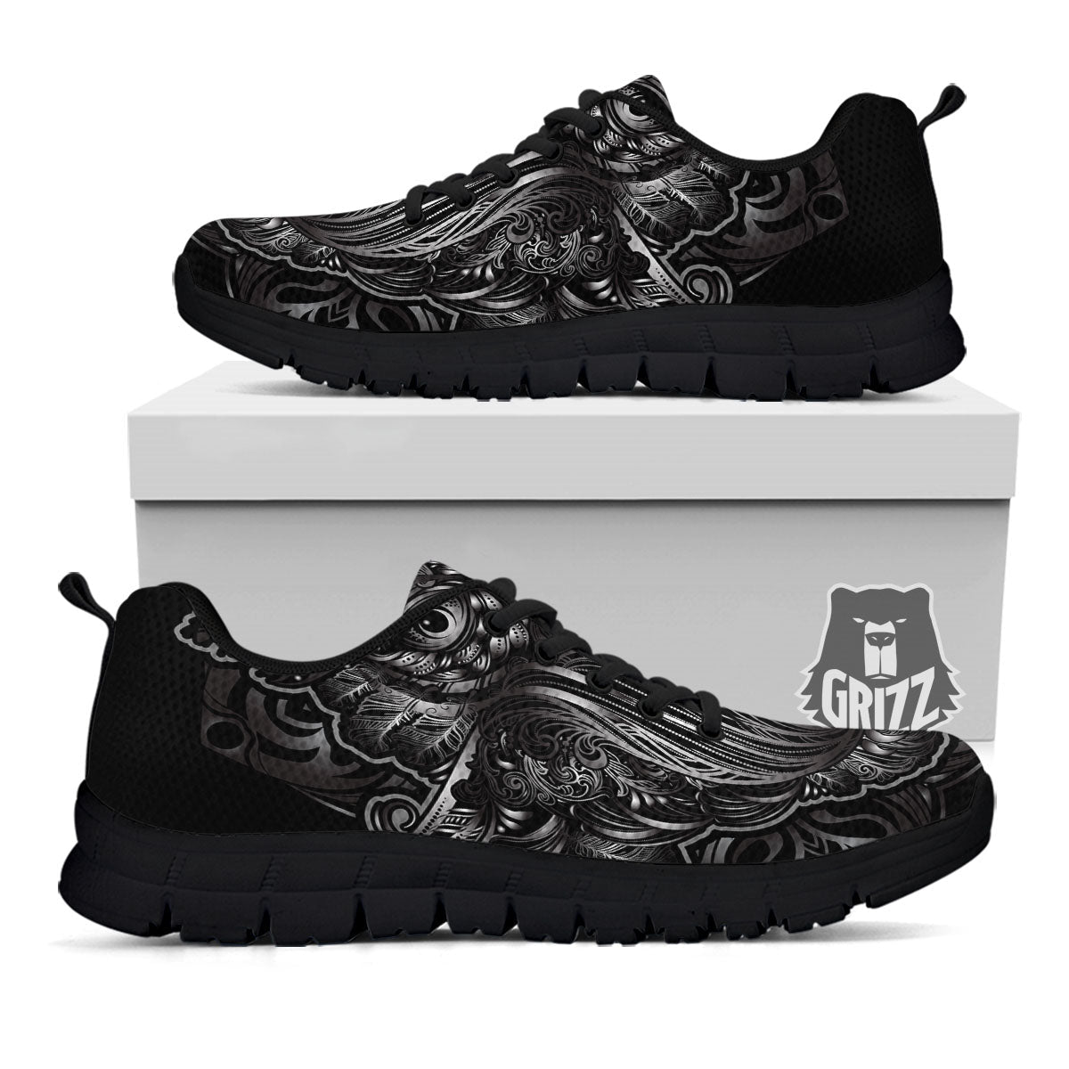 Spiritual Owl Sliver Print Black Sneaker-grizzshop