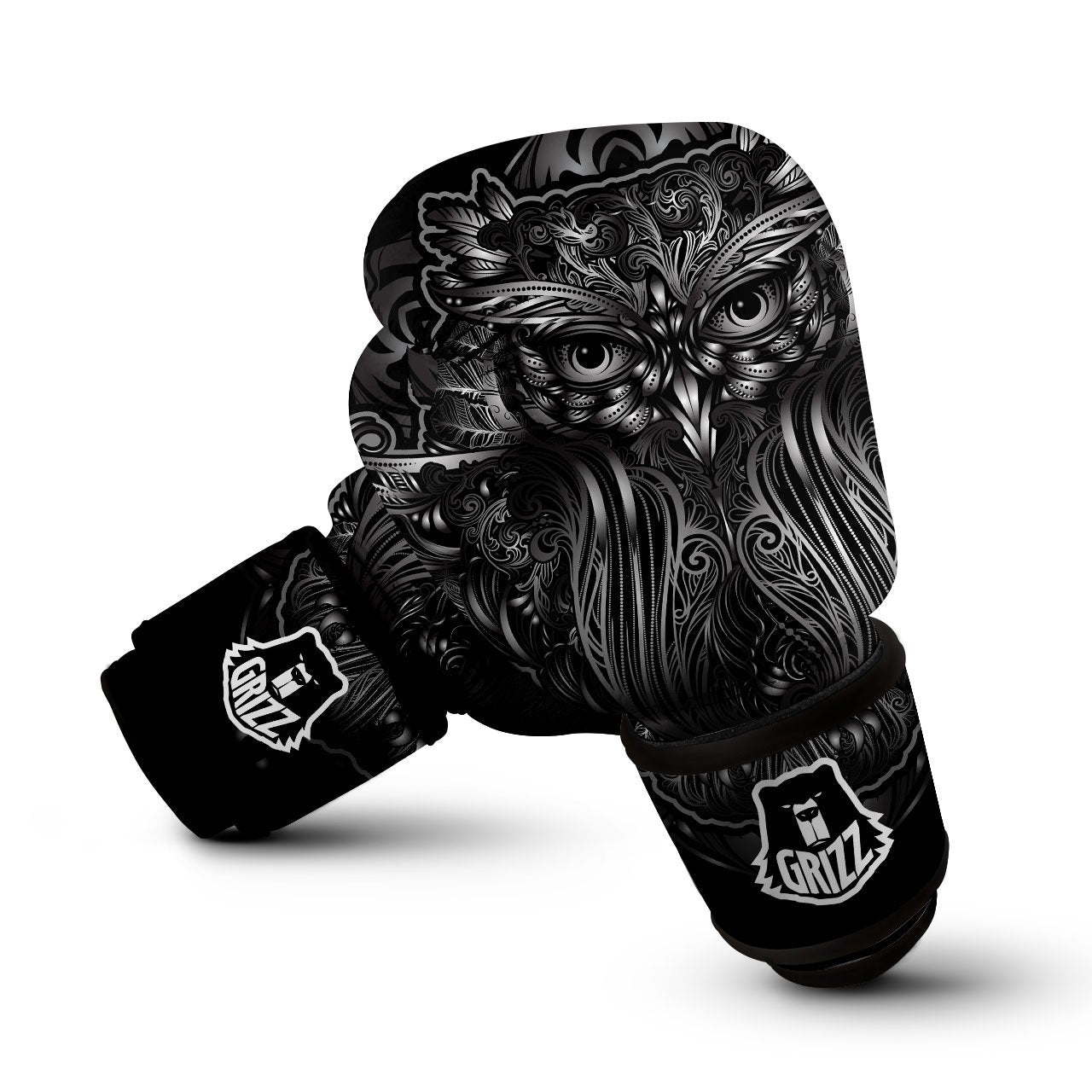 Spiritual Owl Sliver Print Boxing Gloves-grizzshop