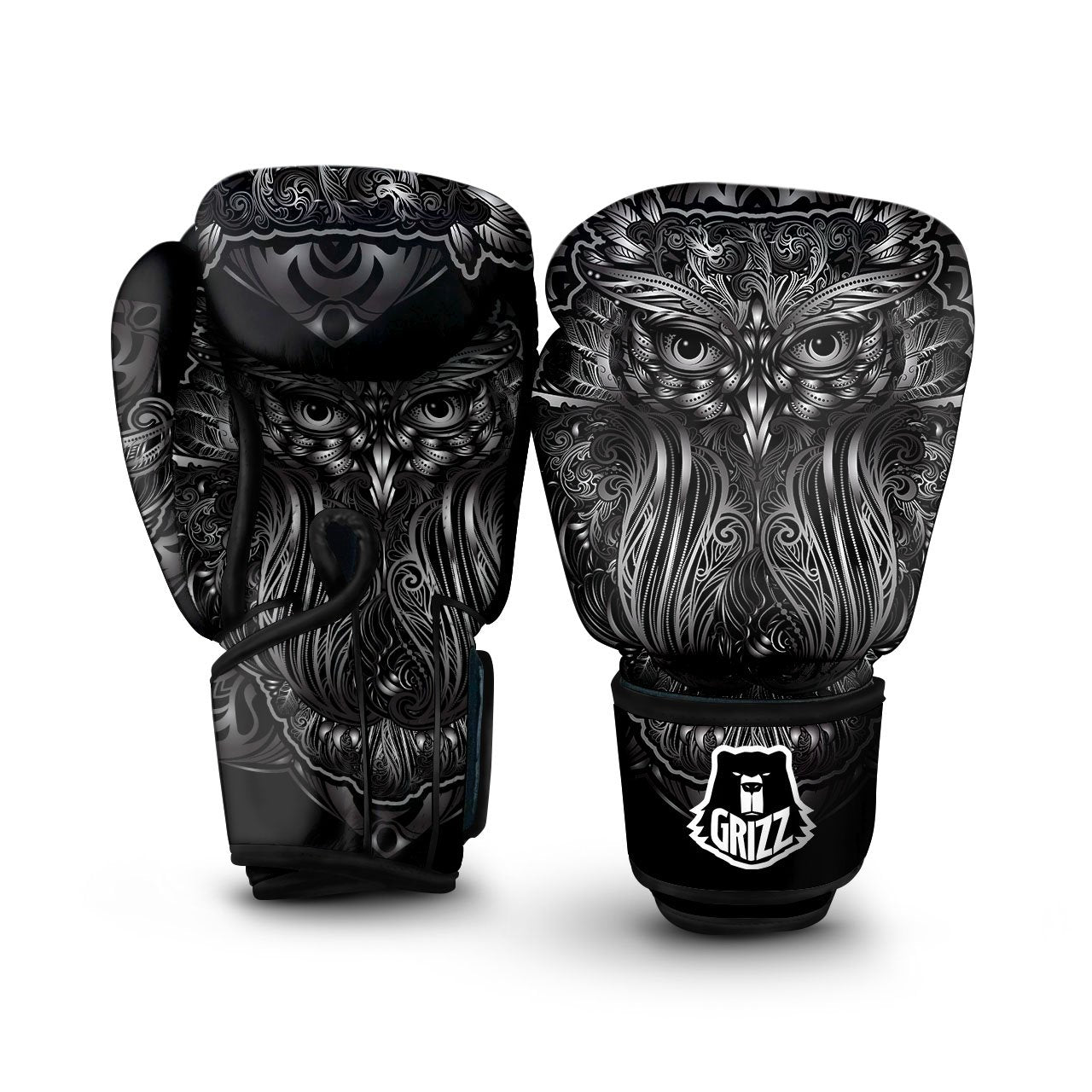 Spiritual Owl Sliver Print Boxing Gloves-grizzshop