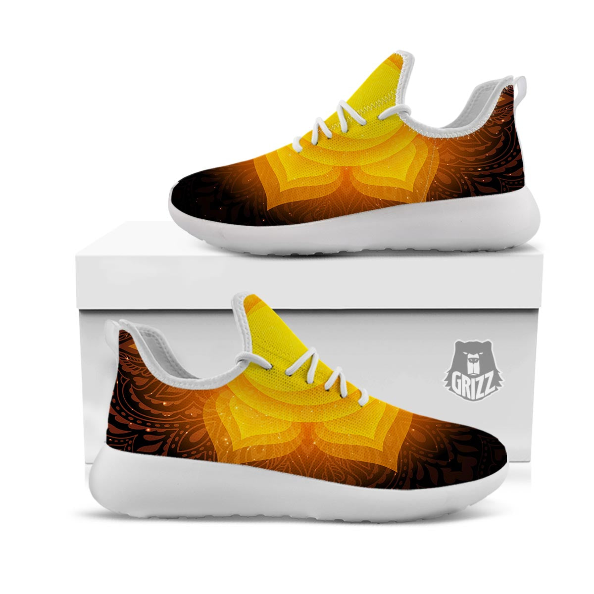 Spiritual Swadhisthana Chakra Print White Athletic Shoes-grizzshop