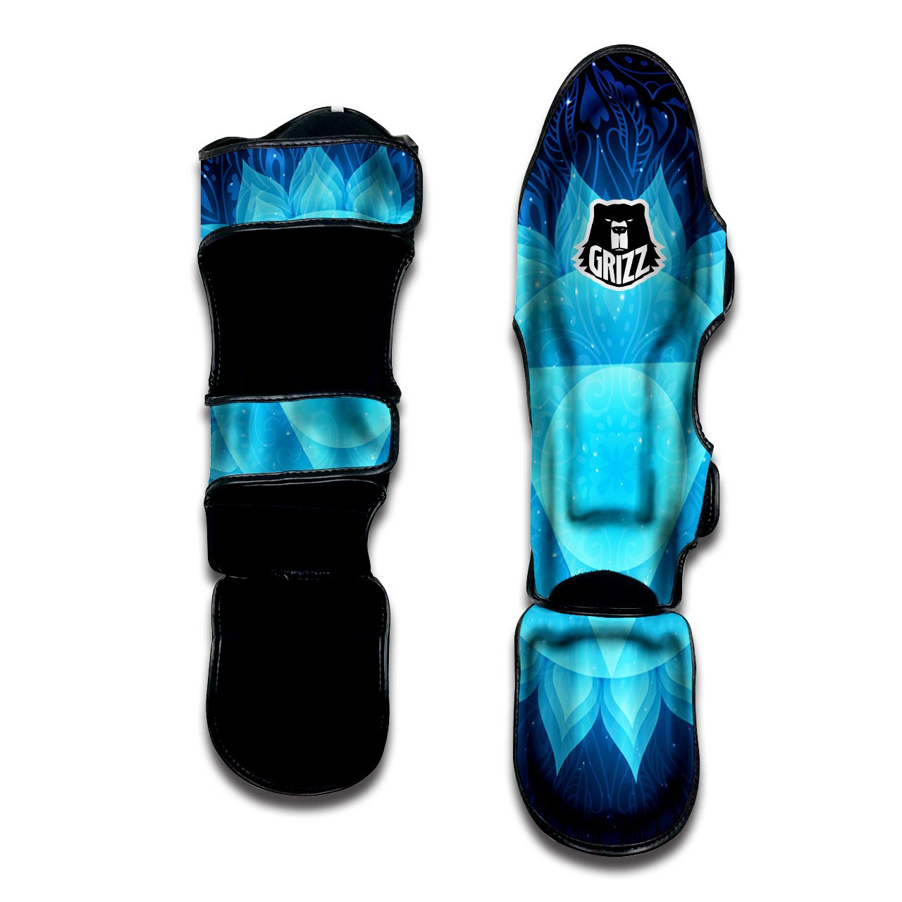 Spiritual Vishuddha Chakra Print Muay Thai Shin Guards-grizzshop