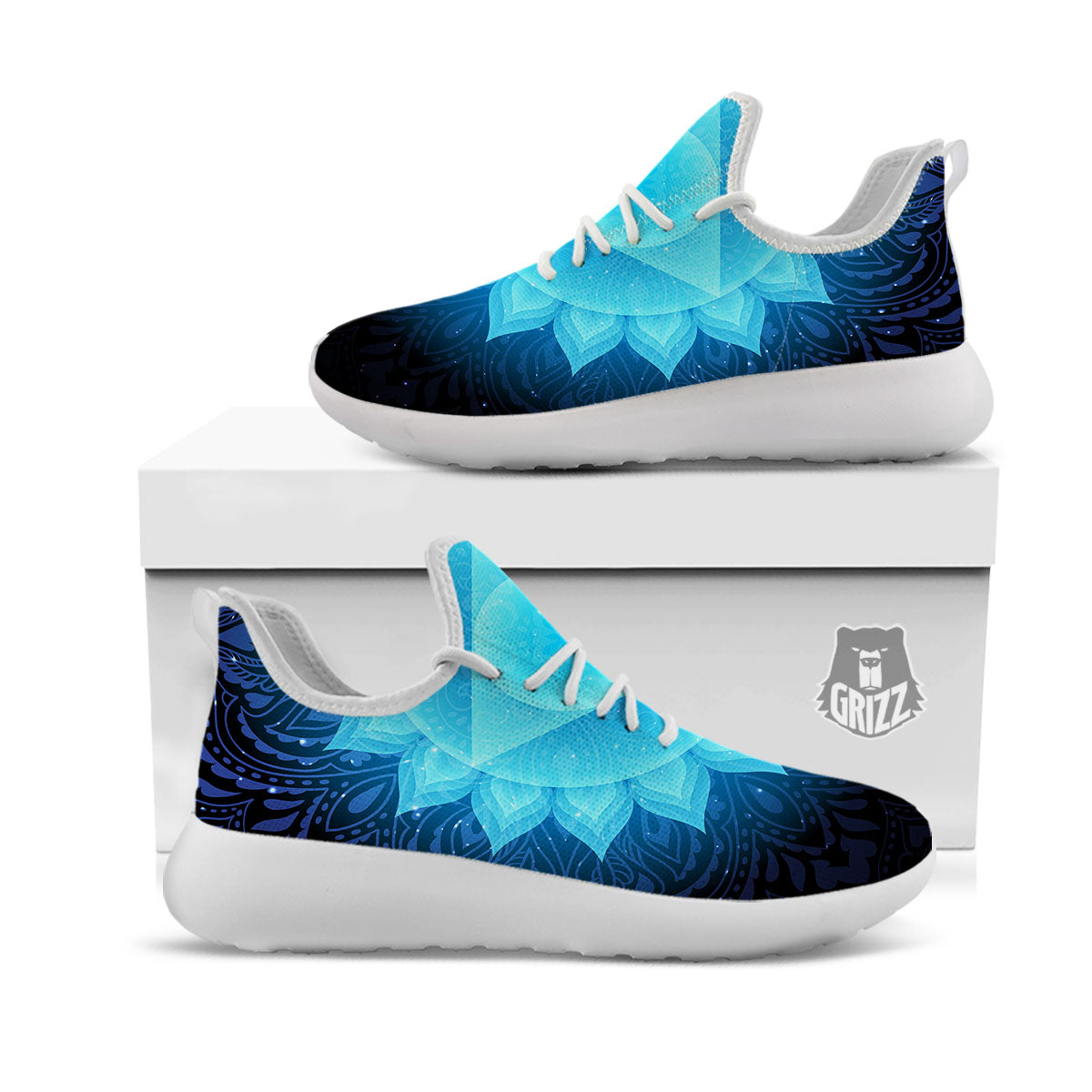 Spiritual Vishuddha Chakra Print White Athletic Shoes-grizzshop