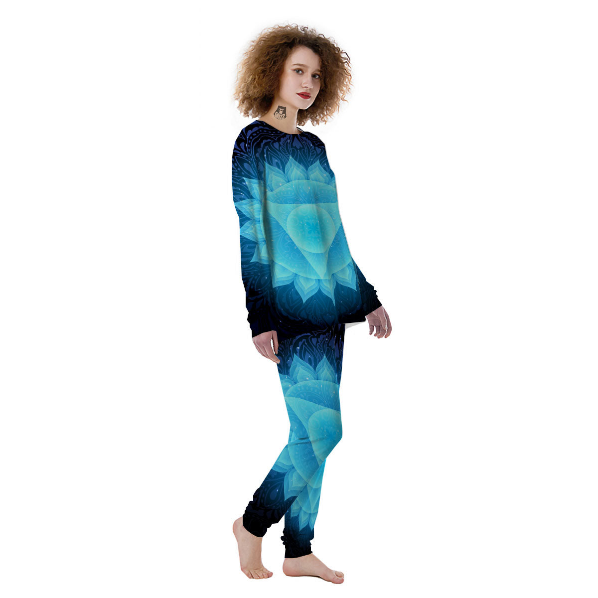 Spiritual Vishuddha Chakra Print Women's Pajamas-grizzshop