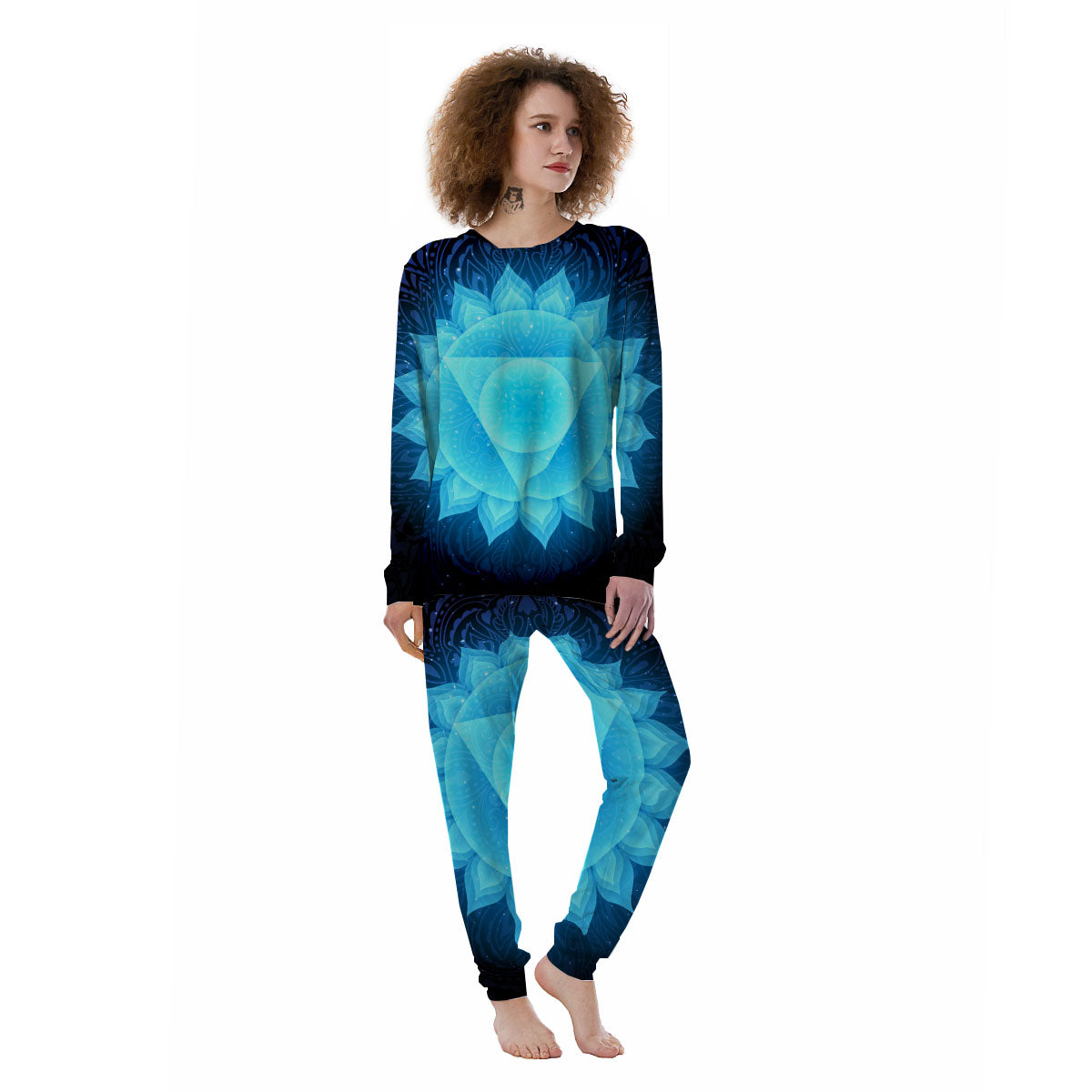 Spiritual Vishuddha Chakra Print Women's Pajamas-grizzshop