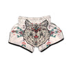 Spiritual Wolf Native American Print Muay Thai Boxing Shorts-grizzshop