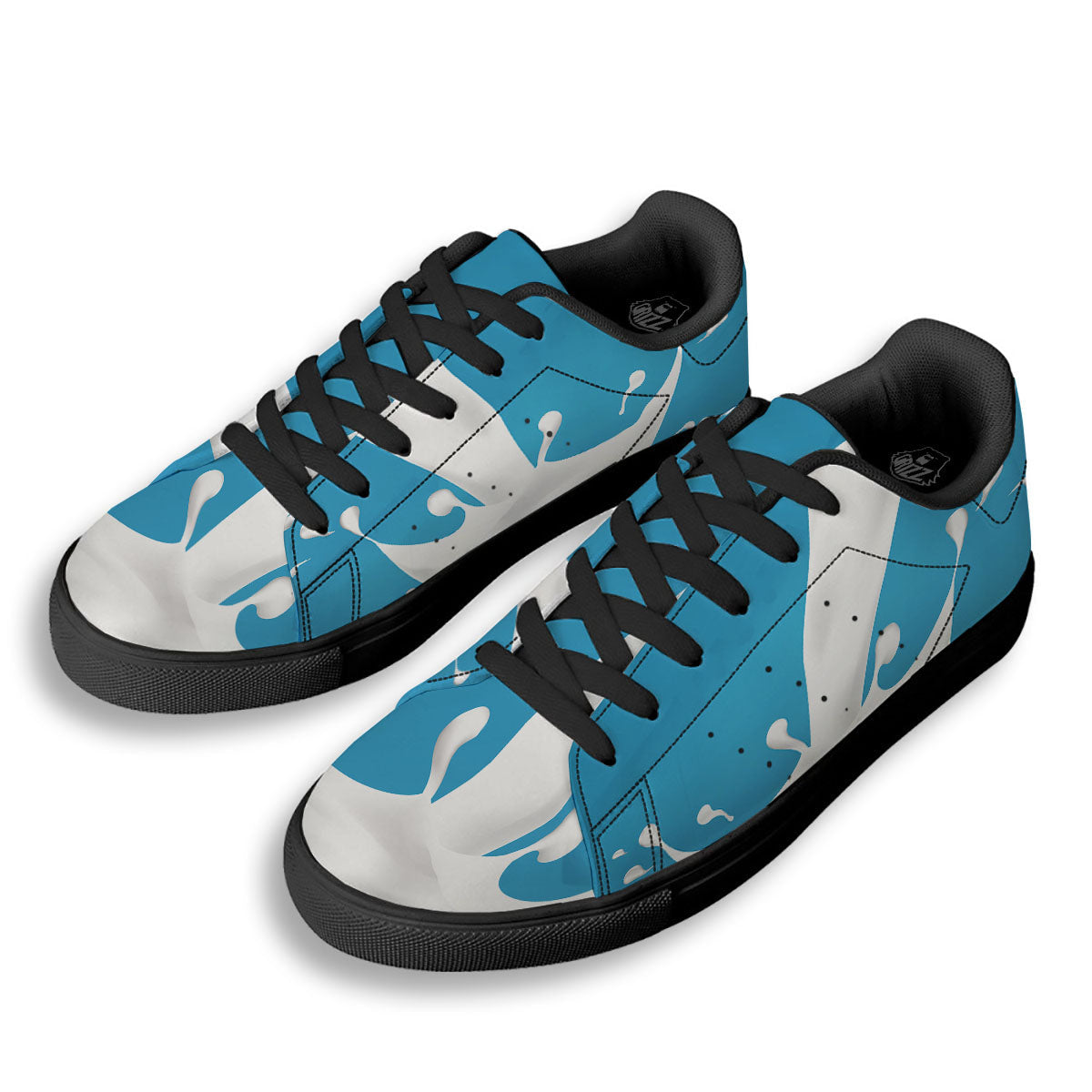 Splash Milk Print Black Low Top Sneakers-grizzshop