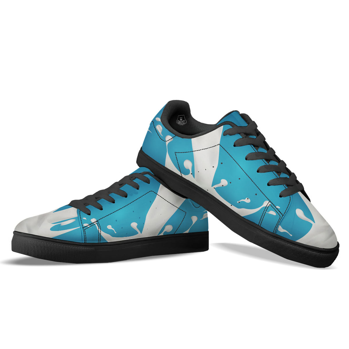 Splash Milk Print Black Low Top Sneakers-grizzshop