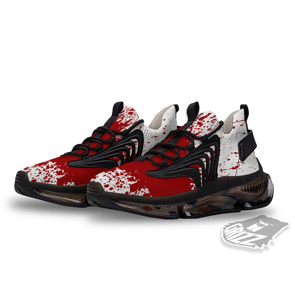 Splashed Blood Print Black Gym Shoes-grizzshop
