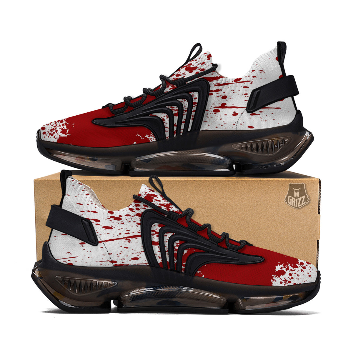 Splashed Blood Print Black Gym Shoes-grizzshop