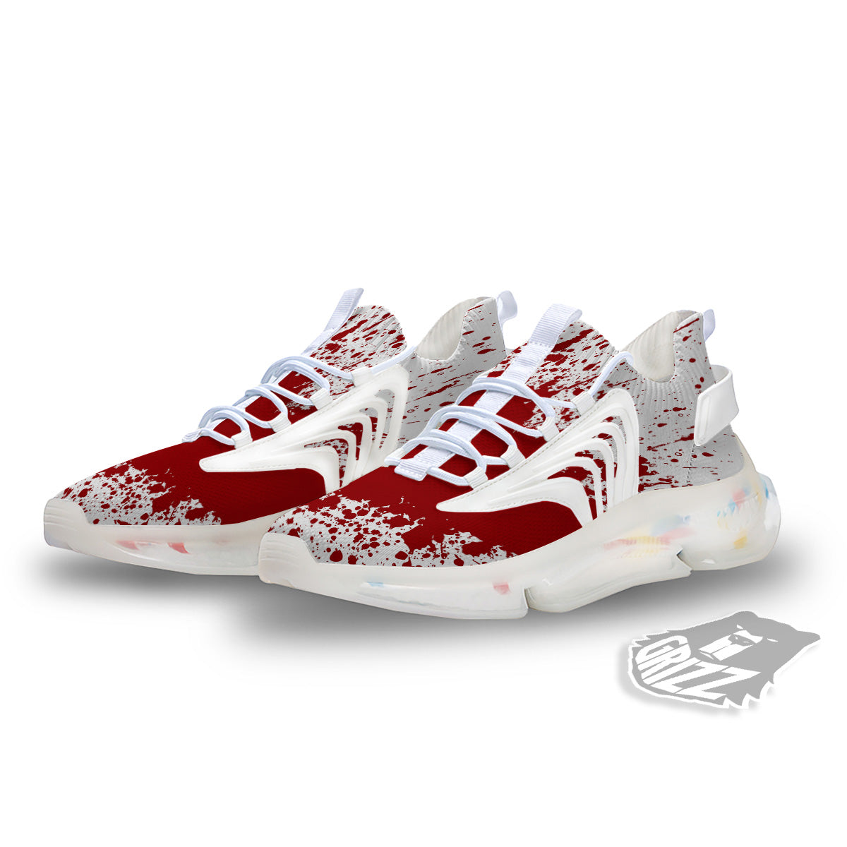 Splashed Blood Print White Gym Shoes-grizzshop