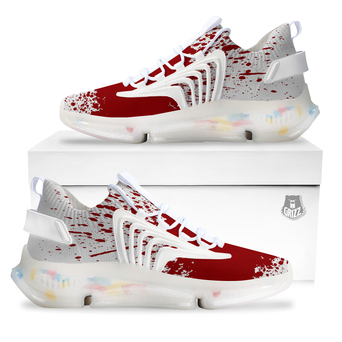 Splashed Blood Print White Gym Shoes-grizzshop