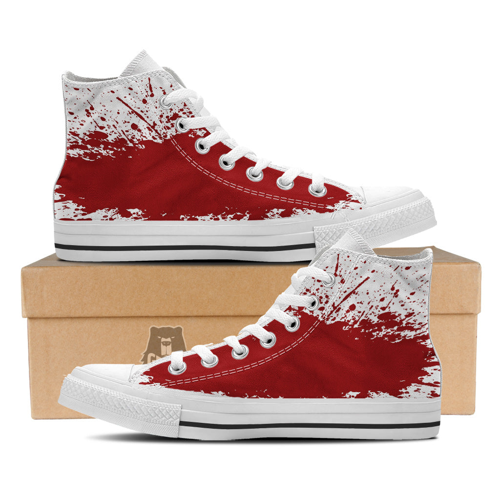 Splashed Blood Print White High Top Shoes-grizzshop