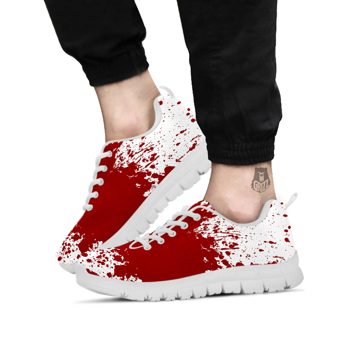 Splashed Blood Print White Sneaker-grizzshop