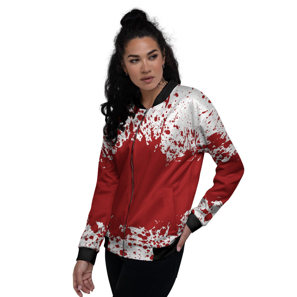 Splashed Blood Print Women's Bomber Jacket-grizzshop