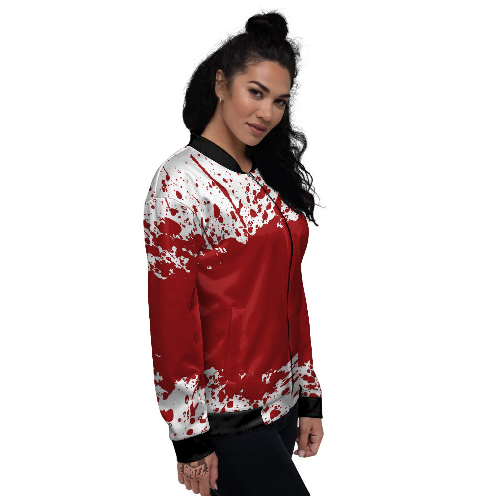 Splashed Blood Print Women's Bomber Jacket-grizzshop