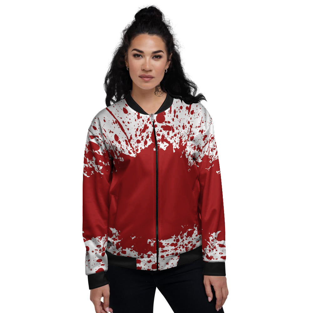 Splashed Blood Print Women's Bomber Jacket-grizzshop
