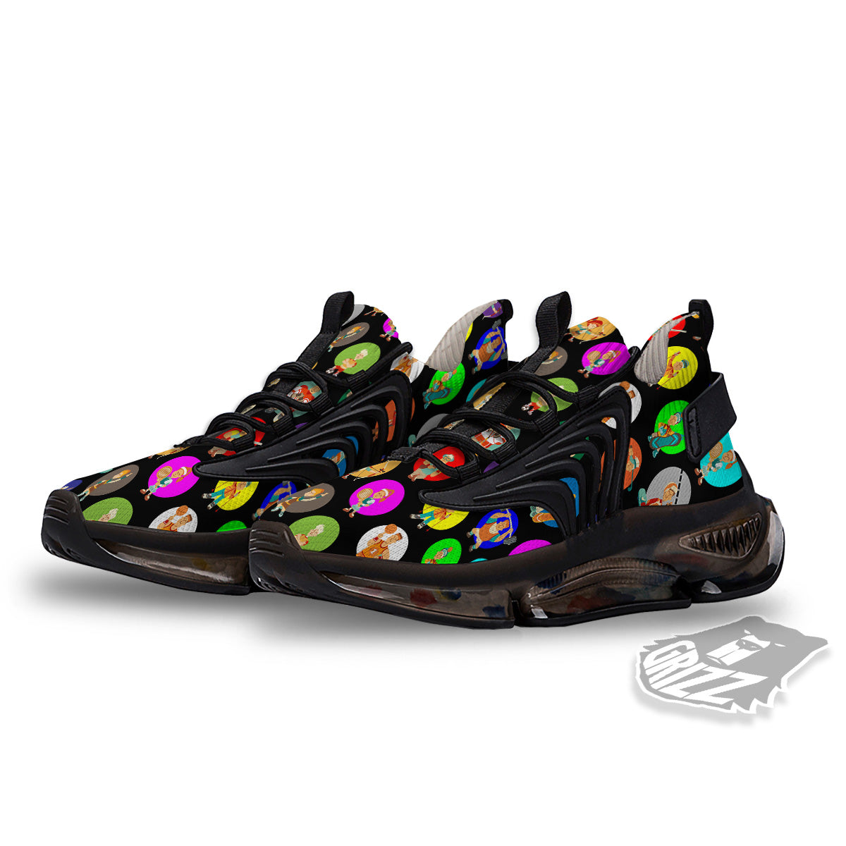 Sport Colorful Print Pattern Black Gym Shoes-grizzshop