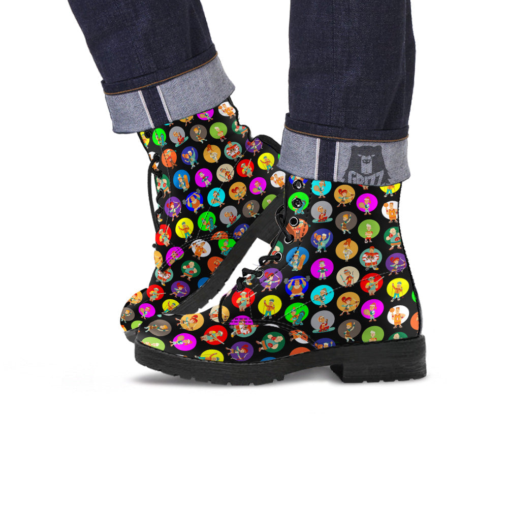 Sport Colorful Print Pattern Leather Boots-grizzshop
