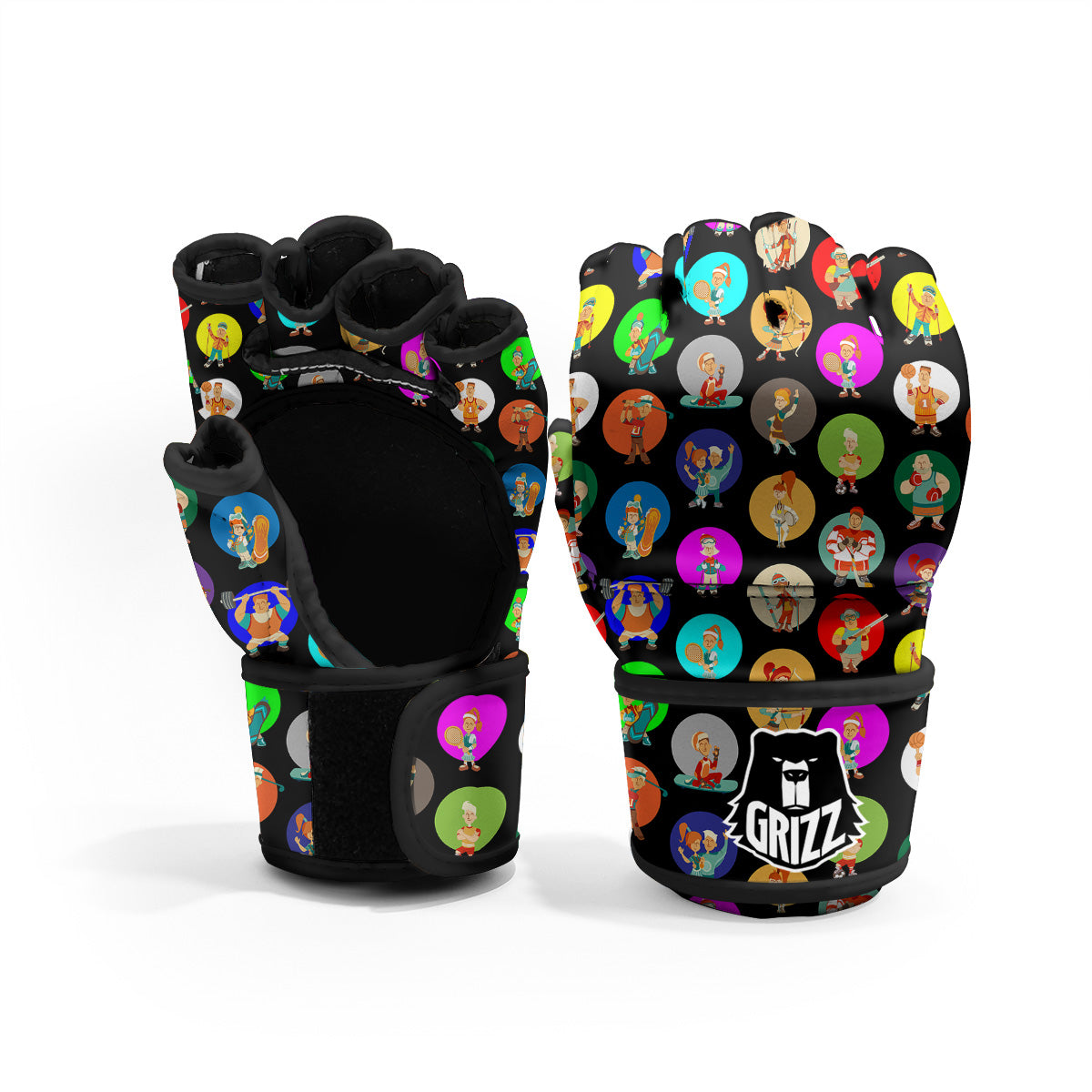 Sport Colorful Print Pattern MMA Gloves-grizzshop