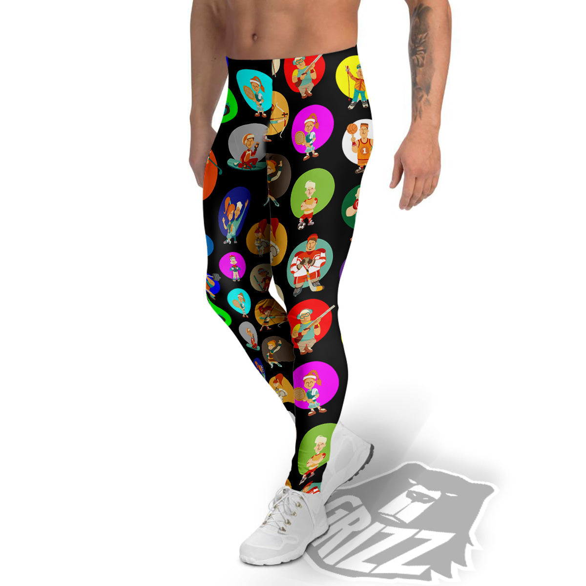 Sport Colorful Print Pattern Men's Leggings-grizzshop