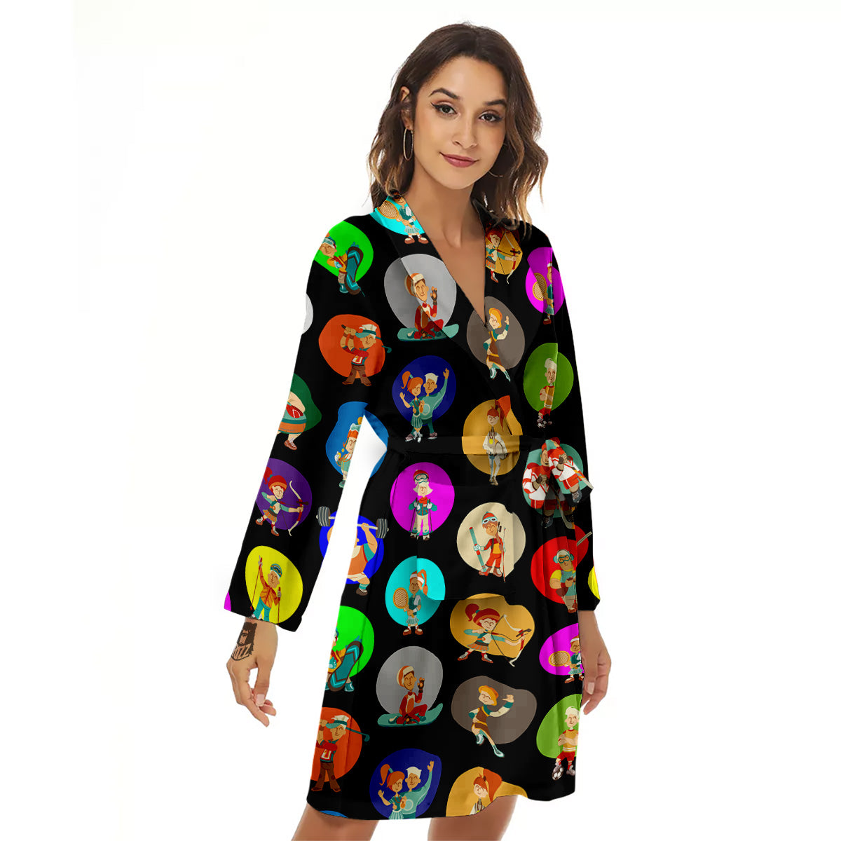 Sport Colorful Print Pattern Women's Robe-grizzshop