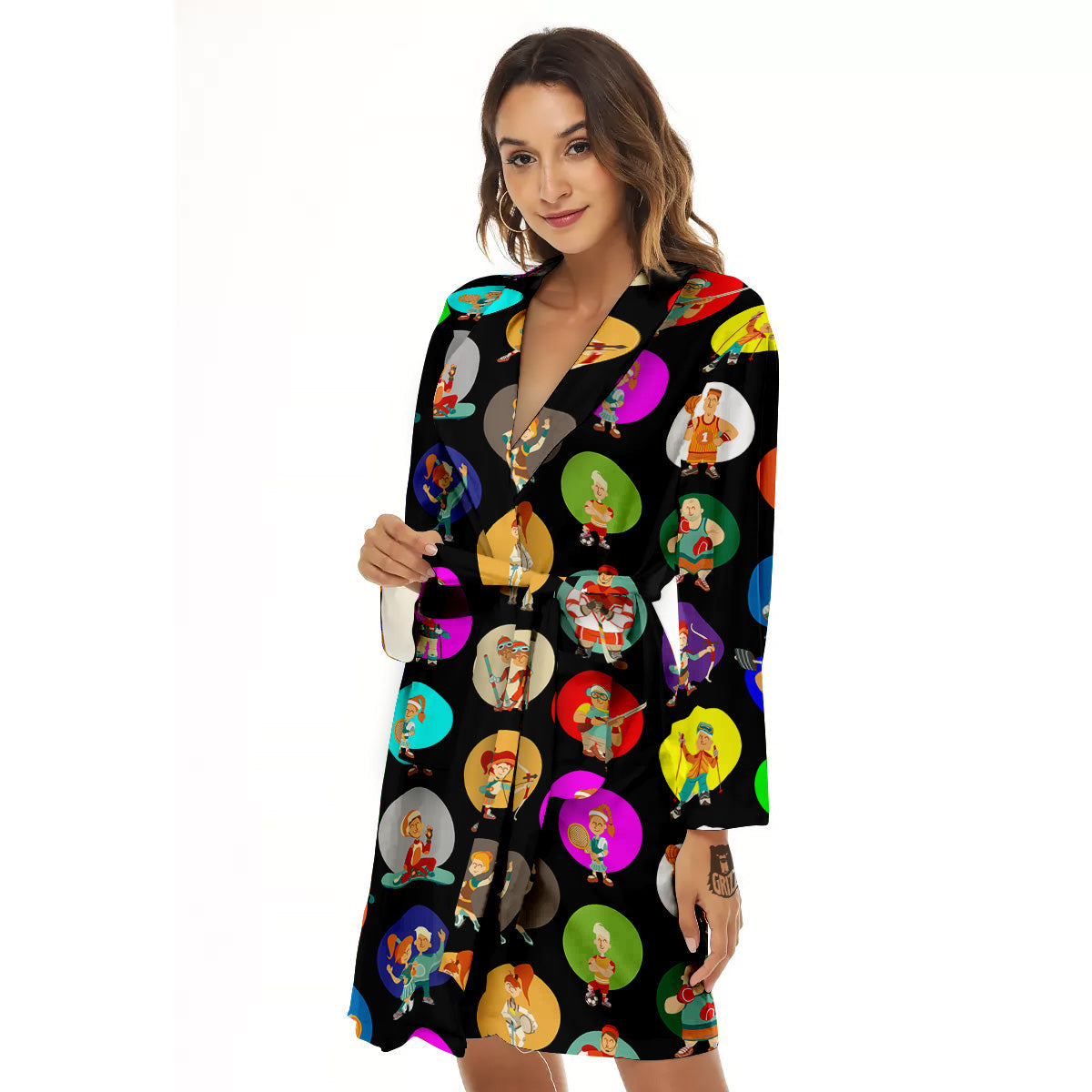 Sport Colorful Print Pattern Women's Robe-grizzshop