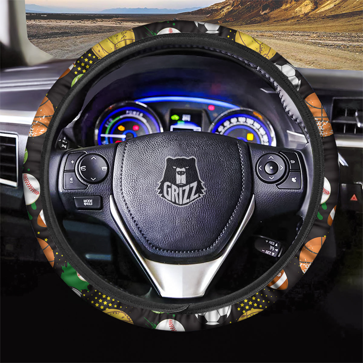 Sport Equipment Print Pattern Car Steering Wheel Cover-grizzshop