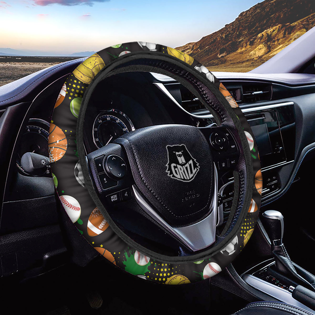 Sport Equipment Print Pattern Car Steering Wheel Cover-grizzshop