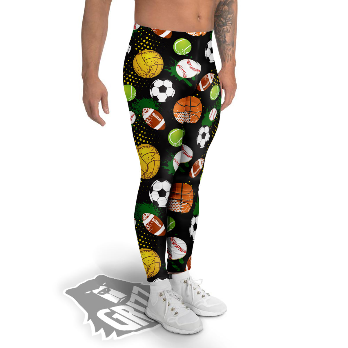 Sport Equipment Print Pattern Men's Leggings-grizzshop