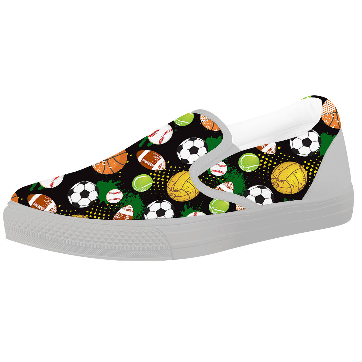 Sport Equipment Print Pattern White Slip On Shoes-grizzshop