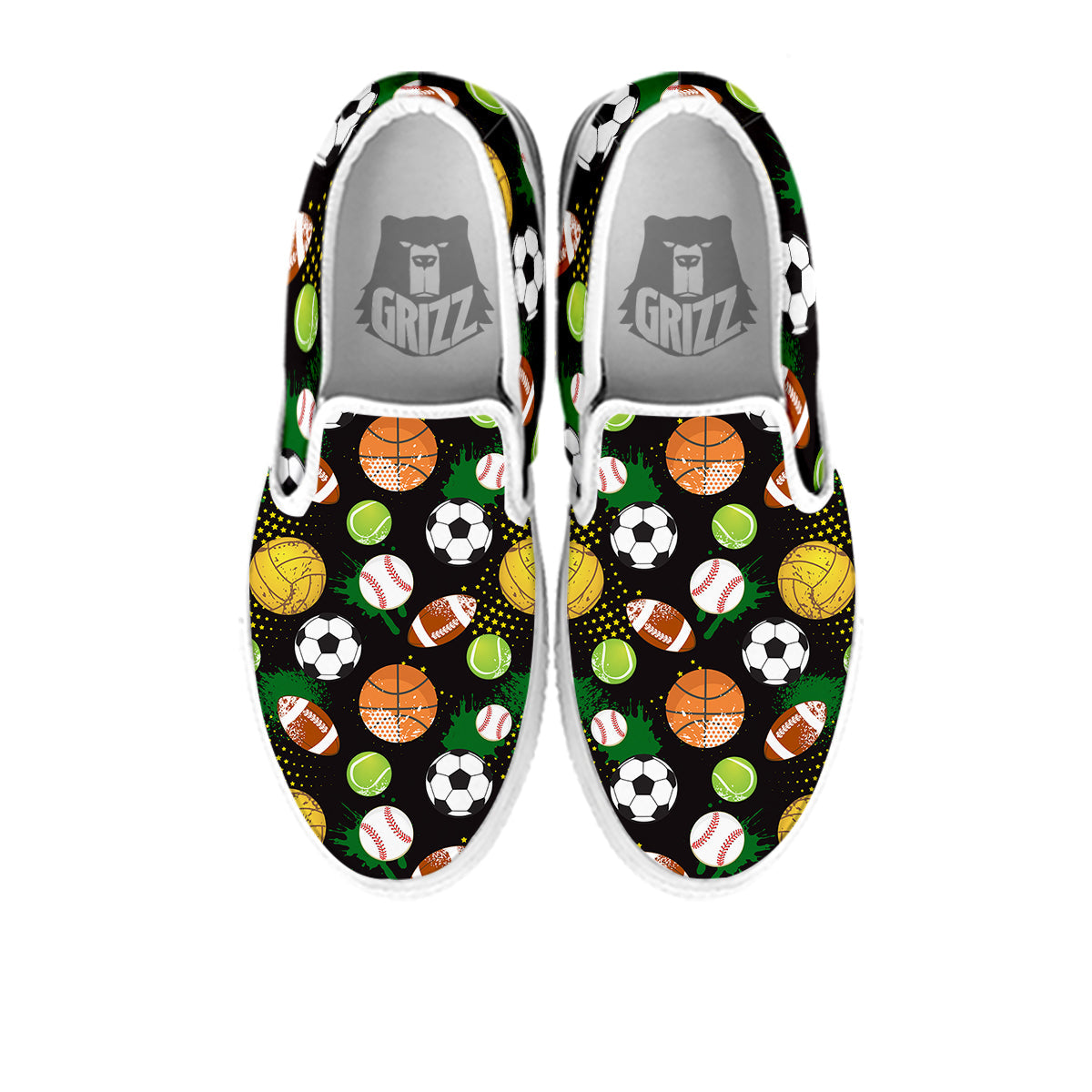 Sport Equipment Print Pattern White Slip On Shoes-grizzshop