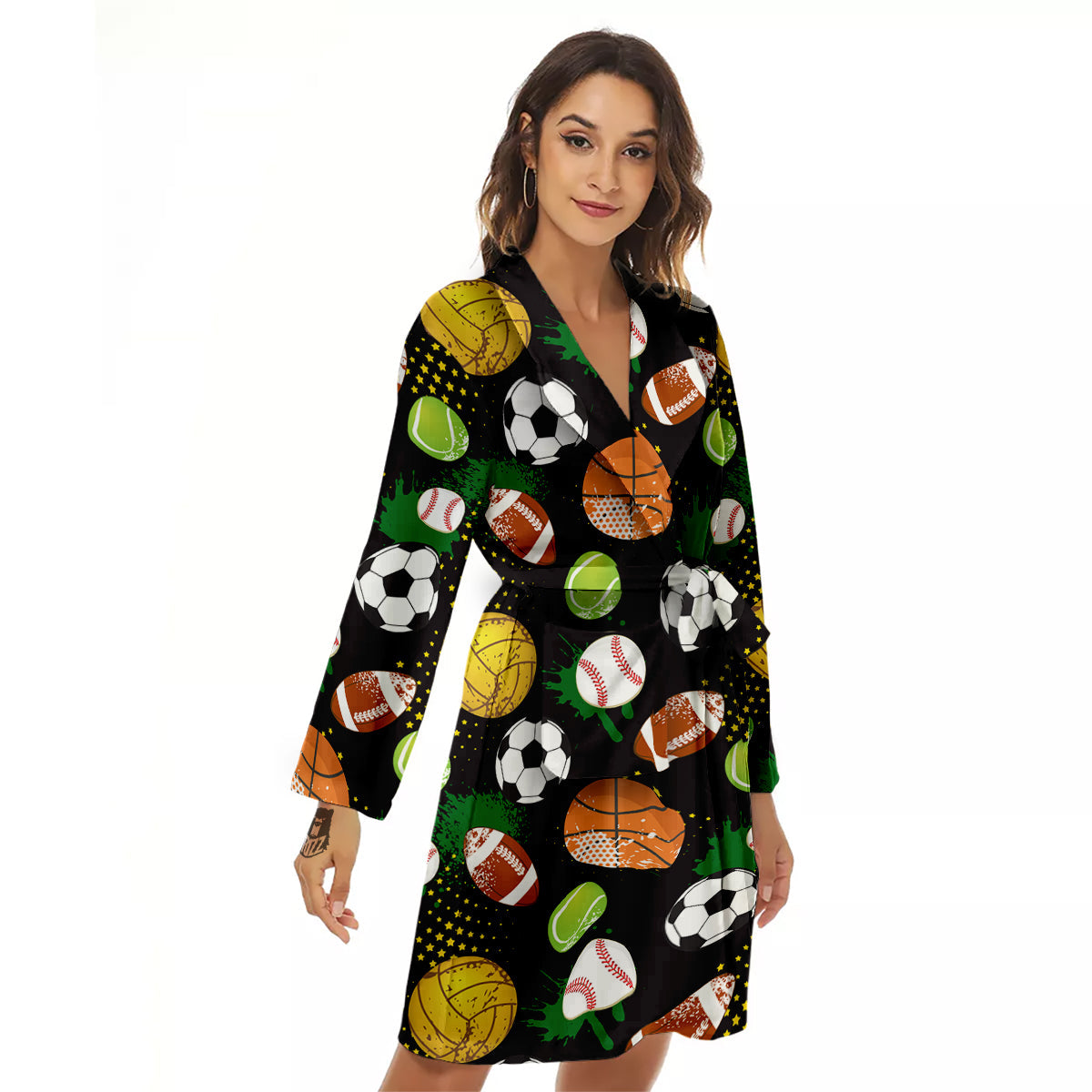 Sport Equipment Print Pattern Women's Robe-grizzshop