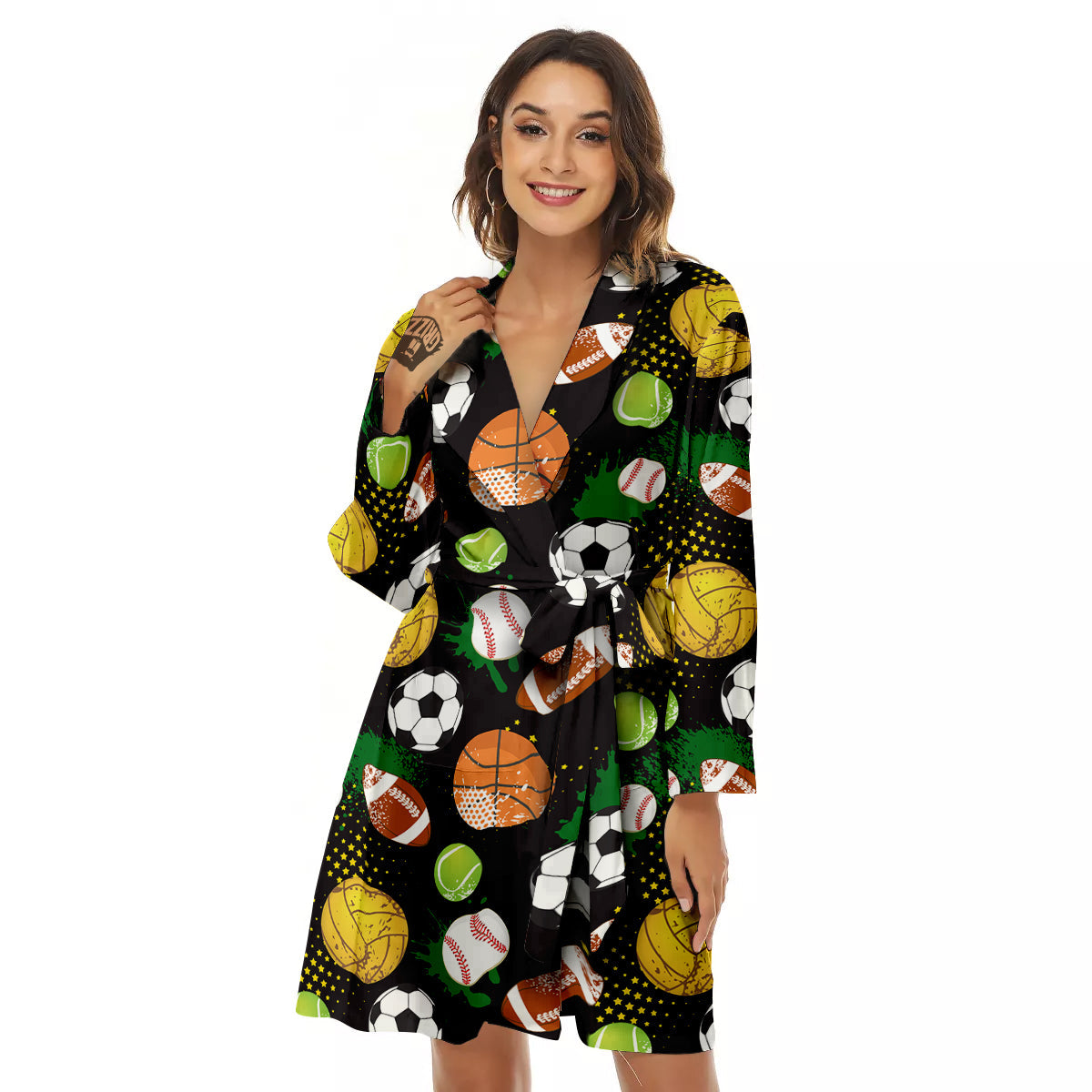 Sport Equipment Print Pattern Women's Robe-grizzshop