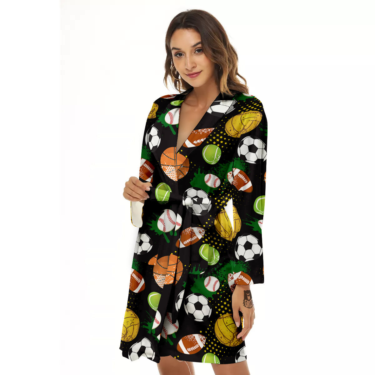 Sport Equipment Print Pattern Women's Robe-grizzshop