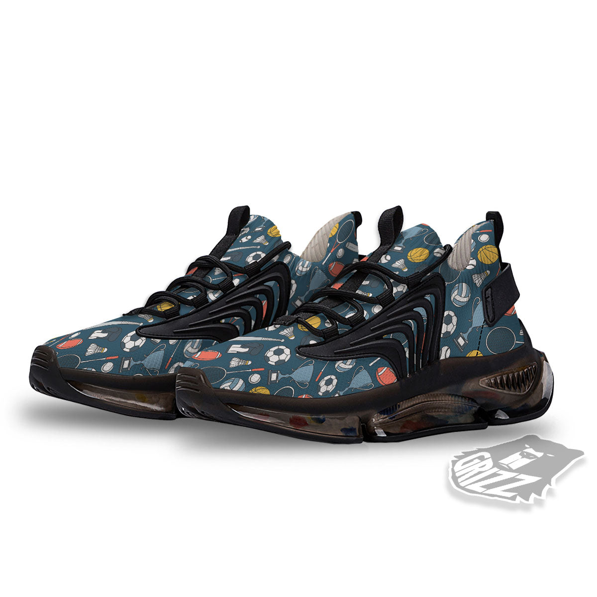 Sport Lacrosse Print Pattern Black Gym Shoes-grizzshop