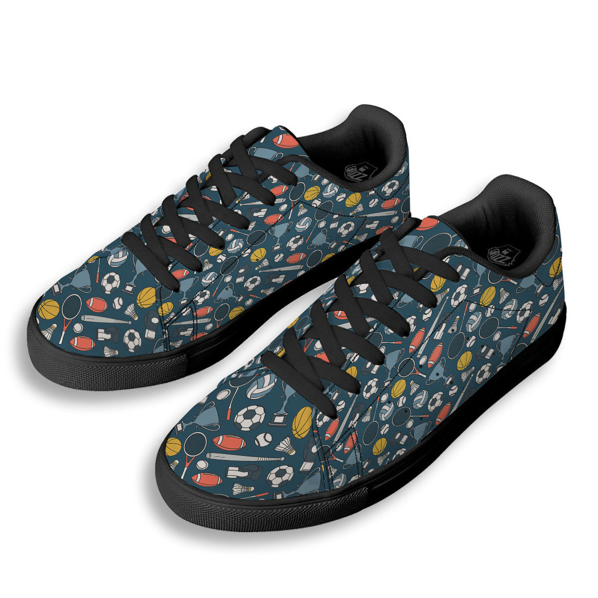 Sport Lacrosse Print Pattern Black Low Top Sneakers-grizzshop