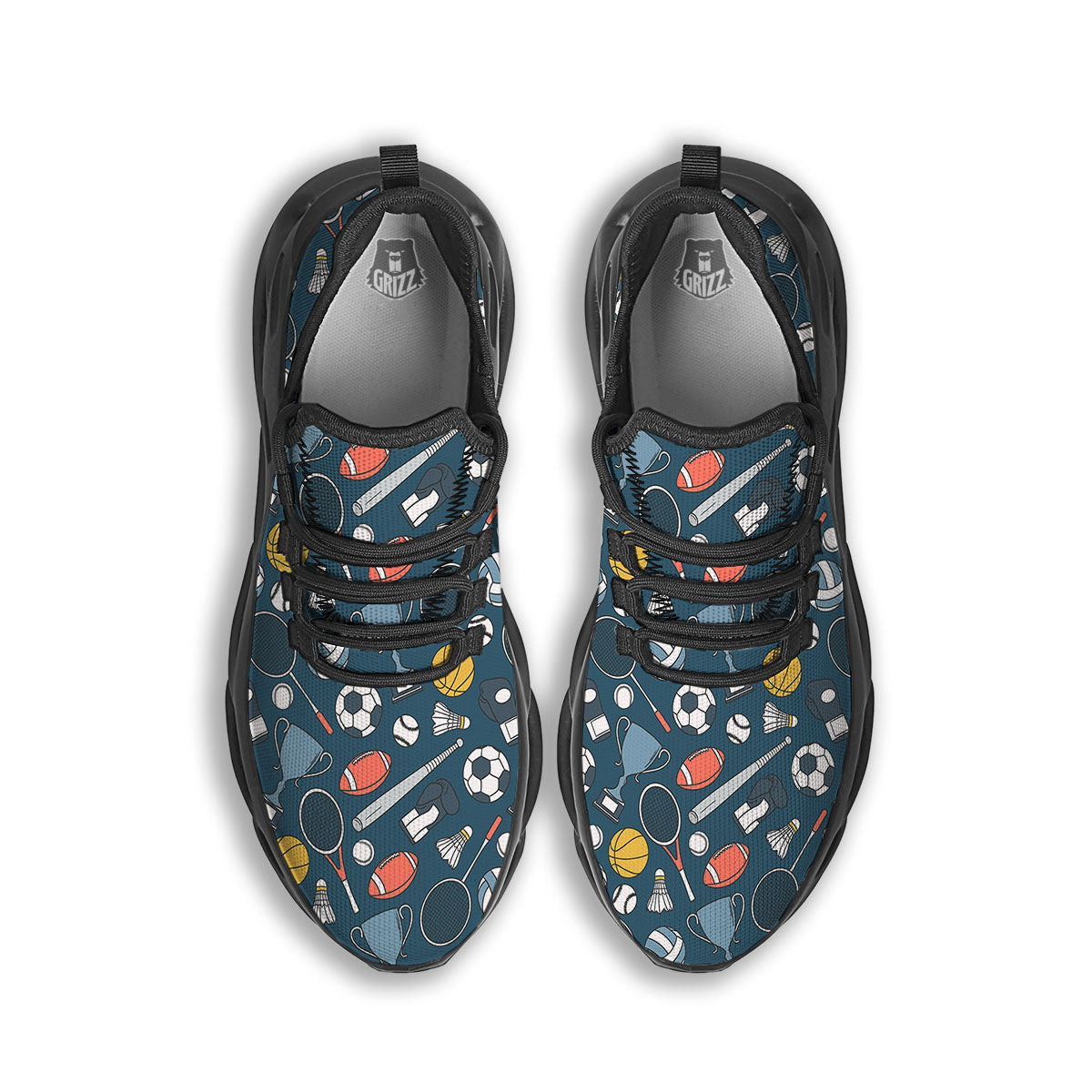 Sport Lacrosse Print Pattern Black Running Shoes-grizzshop