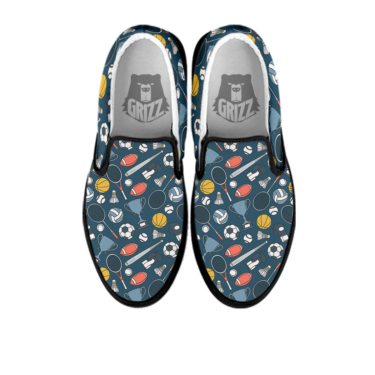 Sport Lacrosse Print Pattern Black Slip On Shoes-grizzshop