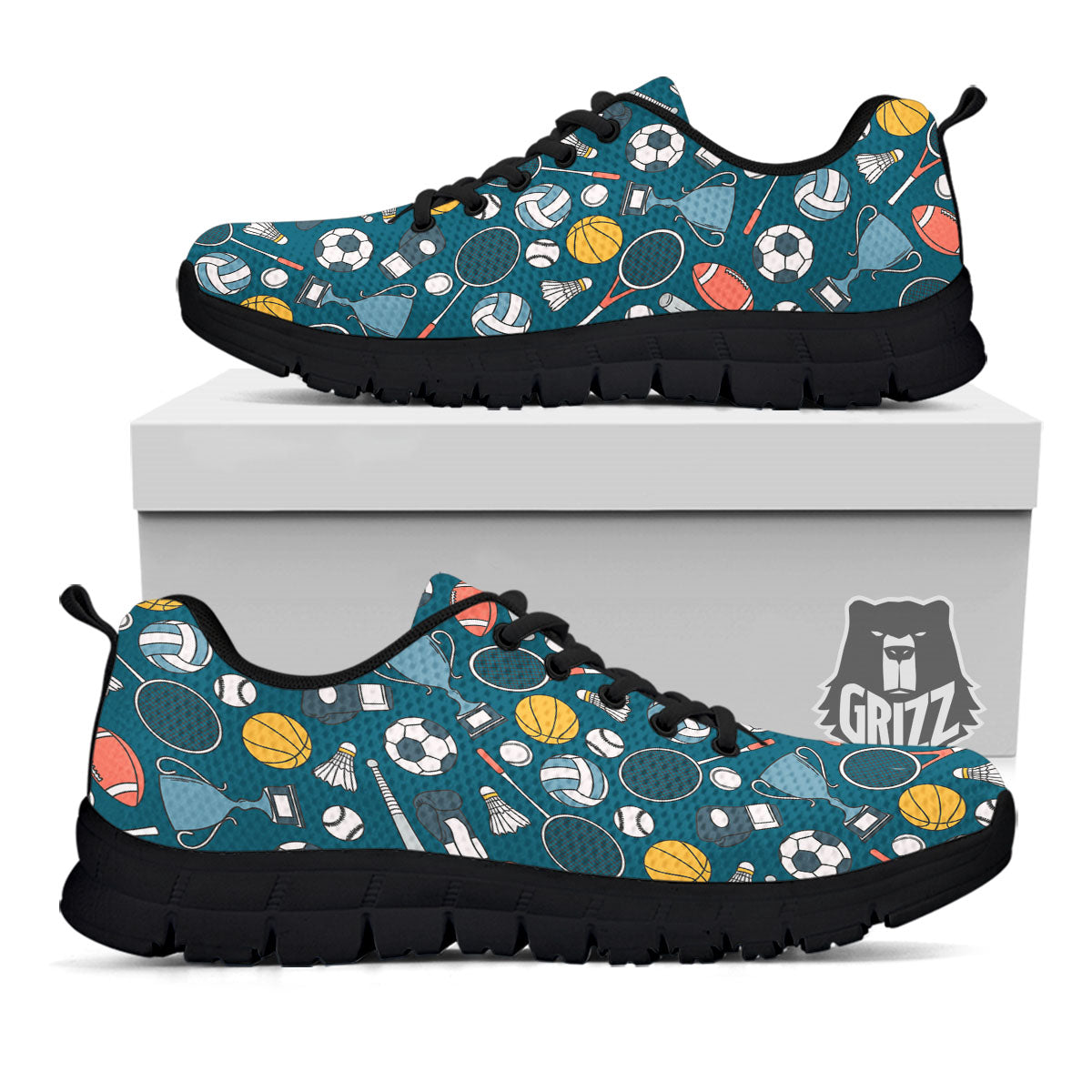 Sport Lacrosse Print Pattern Black Sneaker-grizzshop