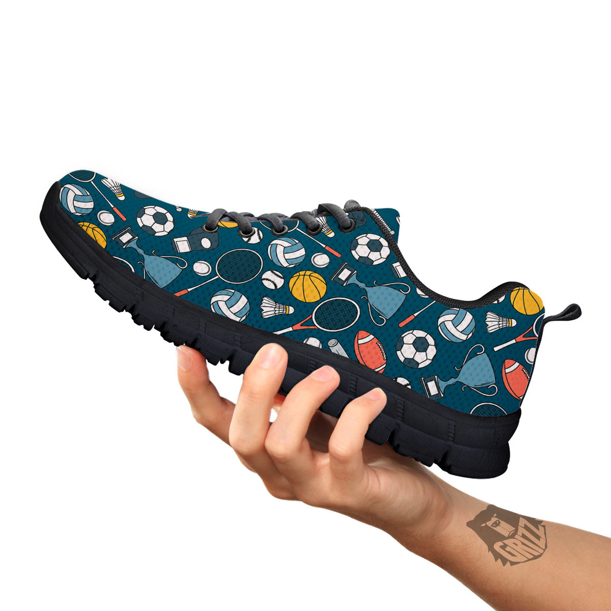 Sport Lacrosse Print Pattern Black Sneaker-grizzshop