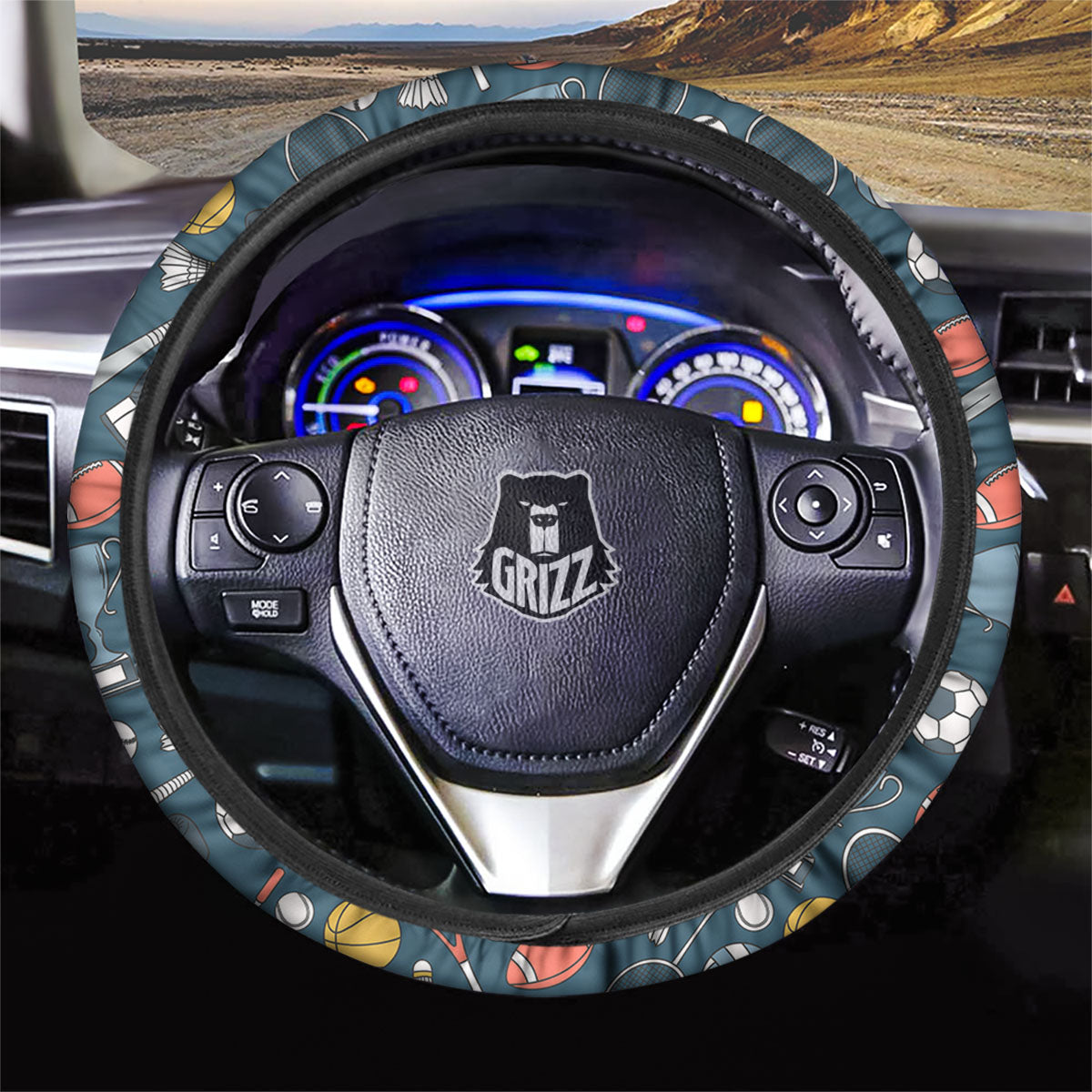 Sport Lacrosse Print Pattern Car Steering Wheel Cover-grizzshop
