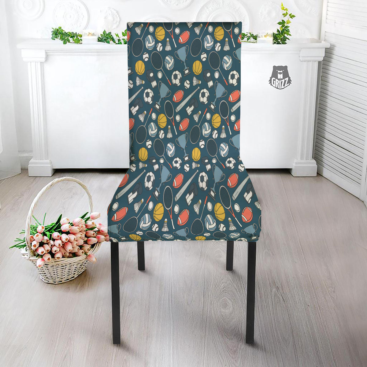 Sport Lacrosse Print Pattern Dining Chair Slipcover-grizzshop