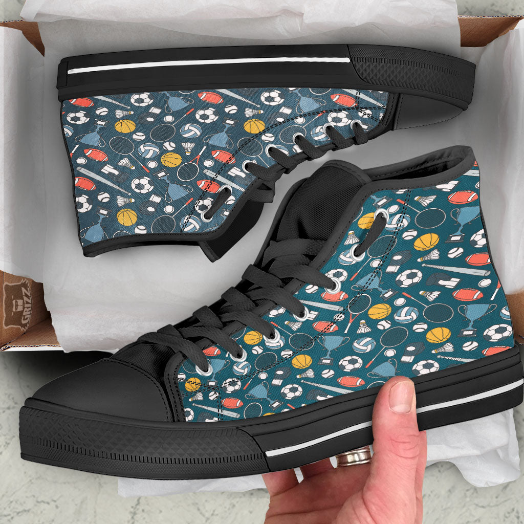Sport Lacrosse Print Pattern High Top Shoes-grizzshop