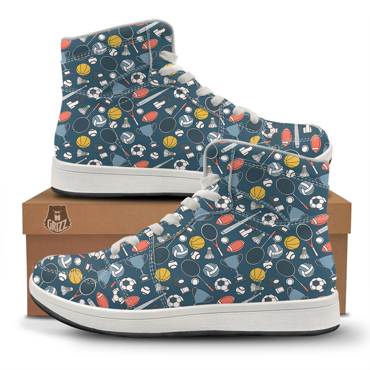 Sport Lacrosse Print Pattern High Top Sneakers-grizzshop